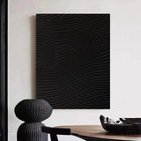 Large Black Abstract Painting Black Minimalist wall Painting Black 3D Textured Painting Modern abstract wall art Minimalist Painting Art