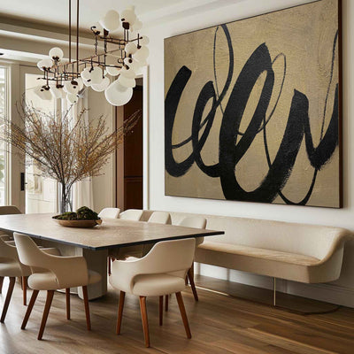 Large Black And Brown Wall Art Abstract Canvas Wall Art Acrylic Painting For Living Room