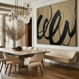 Large Black And Brown Wall Art Abstract Canvas Wall Art Acrylic Painting For Living Room