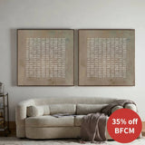 Wabi-Sabi Set of 2 Brown plaster abstract art 2 piece minimalist painting plaster canvas wall art