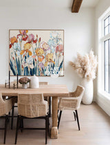 Abstract Iris Flower Painting Modern Textured Wall Art For Living Room And Bedroom Decor