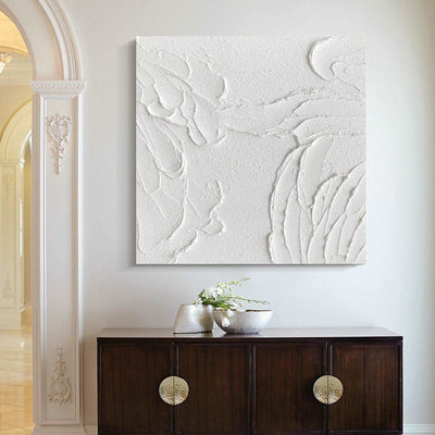 White Wall Art Square Modern Landscape Painting Minimalist Abstract Painting Mondrian Abstract Art