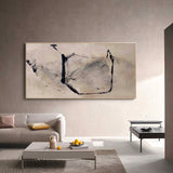 Large Brown Abstract Art Wabi-sabi Wall Art, Panoramic Canvas Wall Art Modern Acrylic Painting