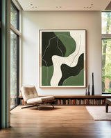 Green White Texture Geometric Wall Art Green Canvas Painting Large Green Minimalist Wall Decor