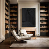 Black 3D Textured Painting Black Large Plaster Wall Art Black Minimalist Painting On Canvas