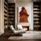 Modern Minimalist Lovers Painting, Lovers Large Oil Painting For Sale