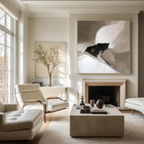 Black And Grey Square Canvas Art Painting Modern Abstract Painting Large Artwork For Sale