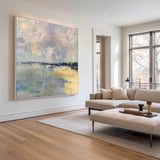 Original Square Abstract Beach Painting Large Landscape Painting Costal Paitning On Canvas For Living Room