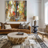 Colorful Abstract Wall Art, Rich Textured Canvas Art, Modern Large Acrylic Painting For Sale