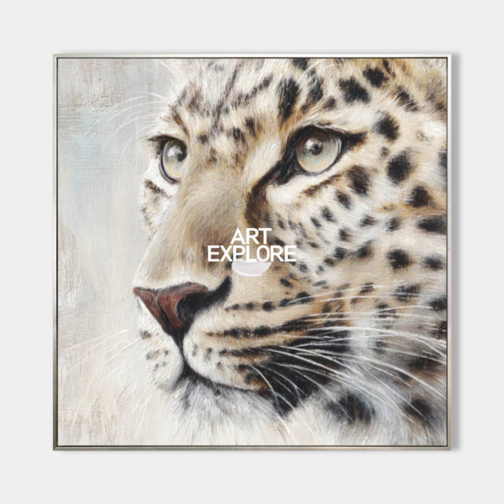Abstract Leopard Painting In Neutral Tones For Modern Living Room Decor
