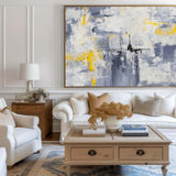 Orange And Grey Wall Art Large Modern Abstract Art Yellow Canvas Art