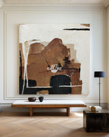 Black And Brown Wabi-sabi Painting Oversized Painting Canvas Minimalist Painting For Home Decor
