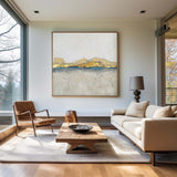 Beige White Gold Canvas Wall Art Large Contemporary Landscape Painting