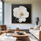 3D White Flower Abstract Painting Minimalist Abstract Art On Canvas Modern Flower Painting Painting For livingroom