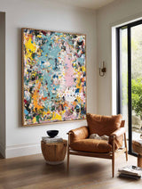 Vibrant Modern Abstract Art With Rich Textured Oil Painting For Contemporary Living Room Decor