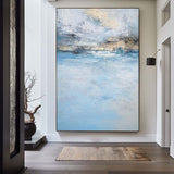 Large Beach Sunset Painting Original Acrylic Blue Ocean Canvas Wall Art