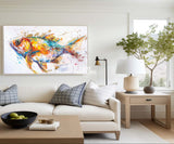 Modern Colorful Koi Fish Abstract Wall Art Bright Fish Oil Painting Artwork For Dining Room