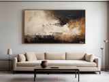 Large canvas paintings, dark beige and black abstract wall art, rich textured paintings
