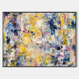 Modern Abstract Oil Painting With Yellow Blue Purple For Living Room Decor