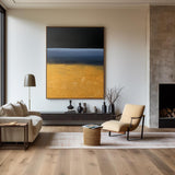 Modern Black Gold Blue Minimalist Painting Abstract Oil Painting Canvas Wall Art For Sale