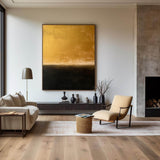 Modern Black And Gold Minimalist Painting Gold Abstract Acrylic Painting Livingroom Wall Art For Sale