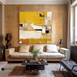 Heavy Texture Dark Yellow Abstract Art On Canvas Modern Palette Knife Painting Abstract Painting