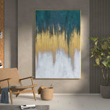 Abstract Blue And Gold Canvas Painting Large Original Acrylic Abstract Canvas Art Modern Abstract Painting