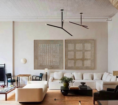 Wabi-Sabi Diptych Plaster Painting Set of 2 Brown abstract art 2 piece minimalist painting