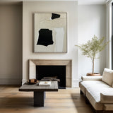 Modern Black And Beige And White Abstract Canvas Wall Art Earth Tone Minimalist Art Minimalist Painting