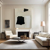 Modern Black And Beige And White Abstract Canvas Wall Art Earth Tone Minimalist Art Minimalist Painting