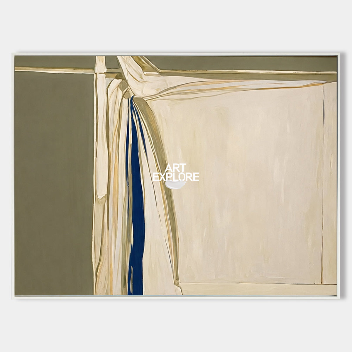 Abstract Beige And Green Canvas Painting Hand-Painted Wall Art For Modern Home