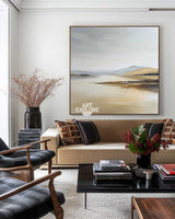 Abstract Beige Landscape Painting for Large Cozy Spaces – ArtExplore