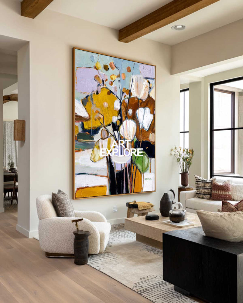Abstract Expressionist Botanical Painting Custom Large Wall Art