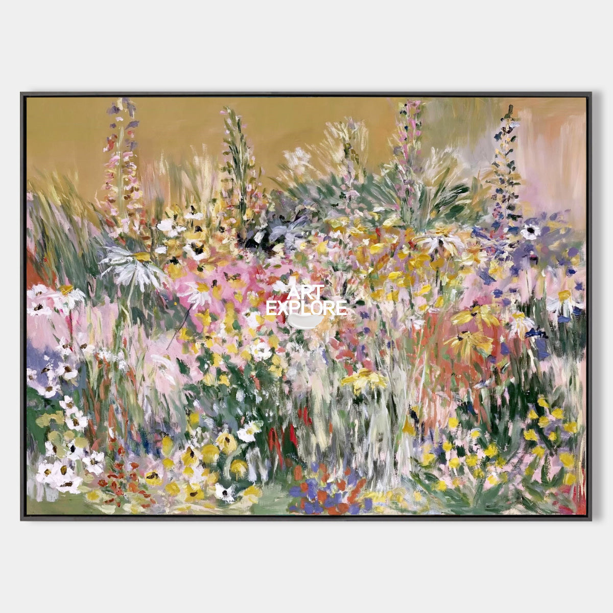 Abstract Floral Canvas Painting With Warm Tones And Textured Brushwork For Modern Home Decor