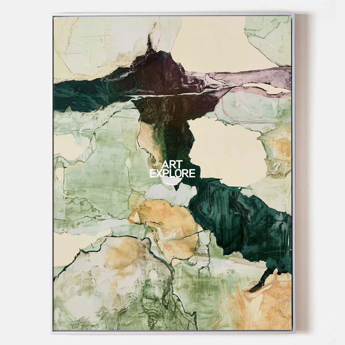 Abstract Green Landscape Canvas Painting Hand-Painted Wall Art For Modern Home
