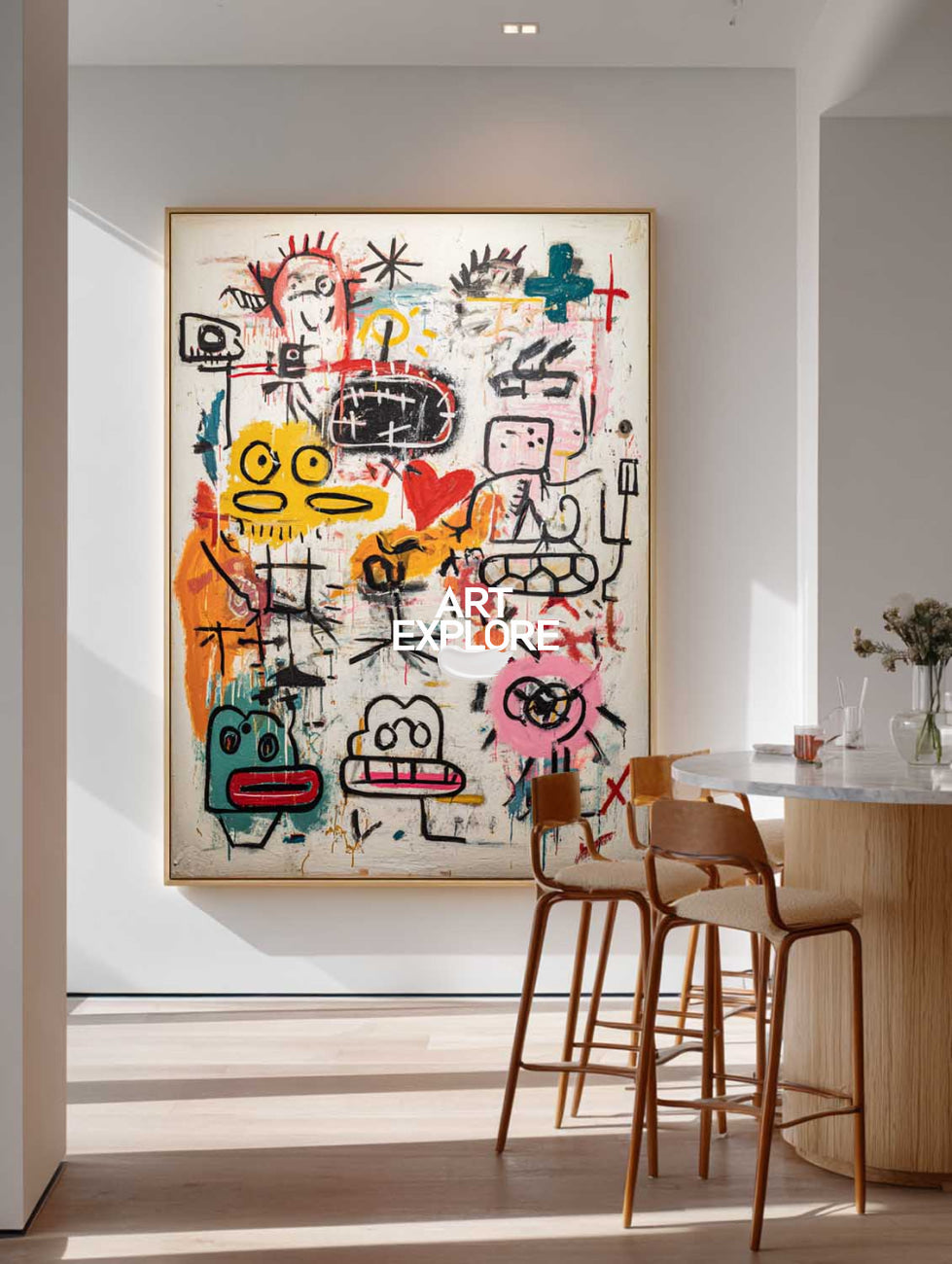 Abstract Minimalist Texture Painting, Modern Colorful Graffiti Decor ArtExplore