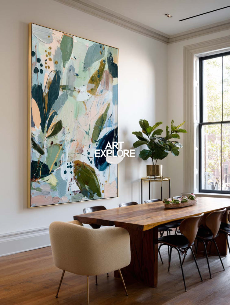 Abstract Nature Wall Art Hand-Drawn Custom Large Floral Decor