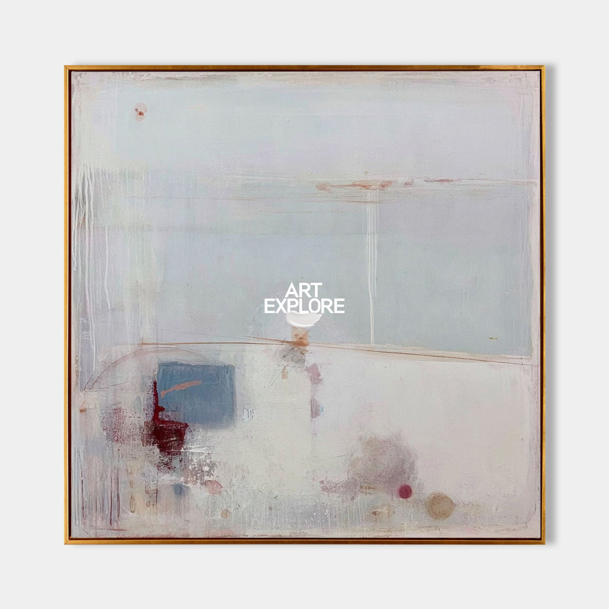 Abstract White And Blue Canvas Painting Hand-Painted Wall Art For Modern Home