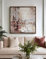 Aesthetic Brown Wabi-sabi Art, Large Minimalist Square Textured Canvas ArtExplore