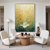 Amber Breeze: Oversized Vertical Colorful Abstract Nature Art