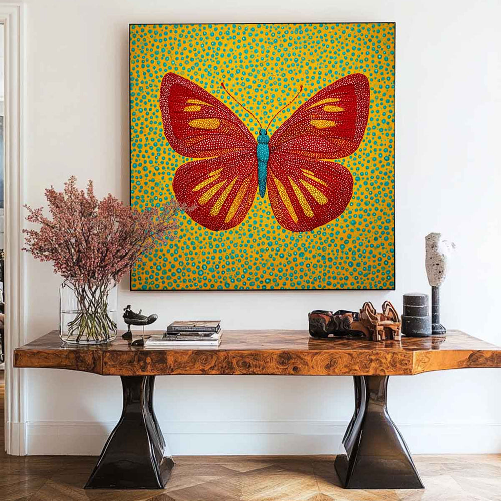 ArtExplore Handmade Modern Butterfly Painting – Large Wall Decor & Bold Accent for Living Room