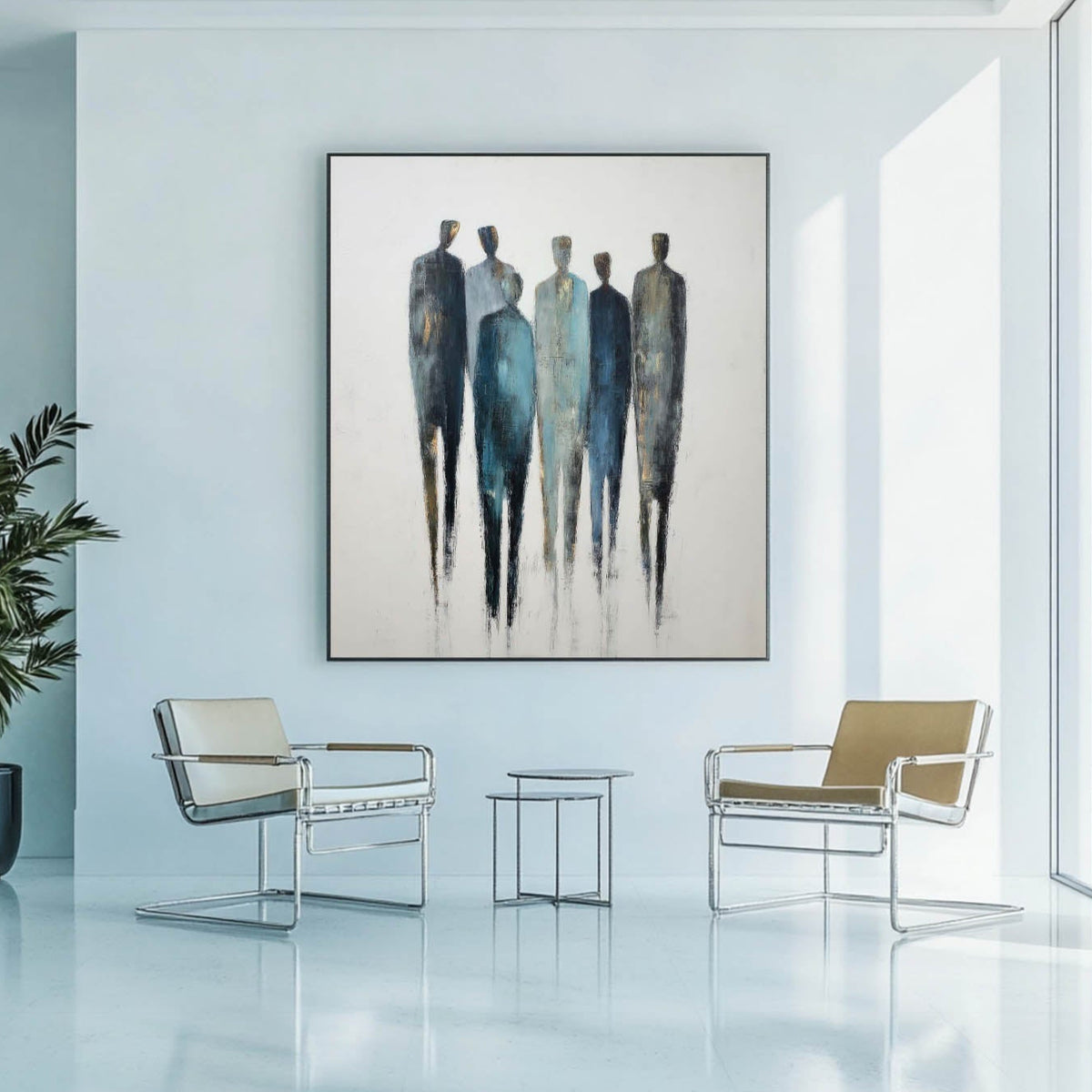 ArtExplore Large Abstract Painting – Minimalist Wabi-Sabi Style for Lounge or Office Decor