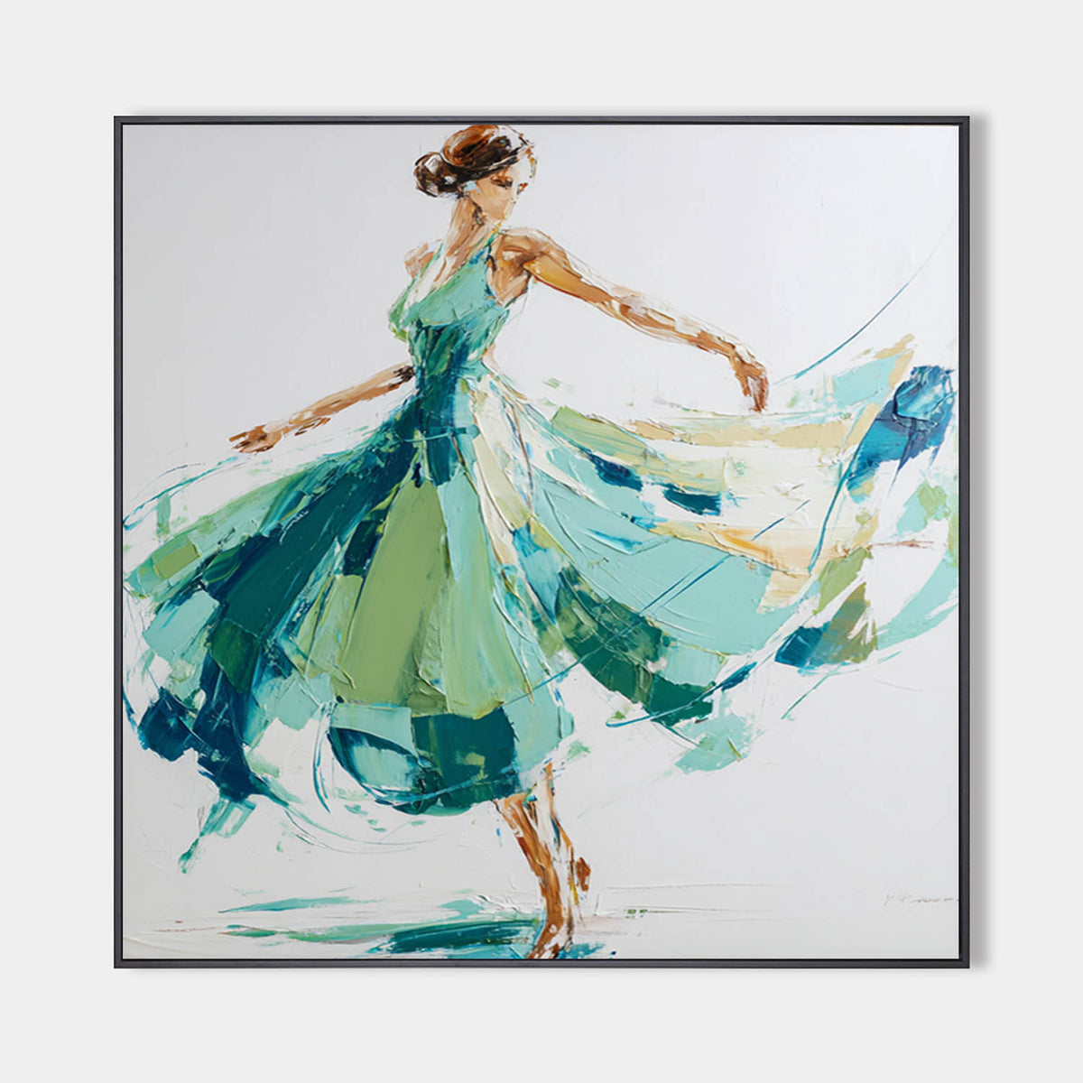 ArtExplore Modern Abstract Woman Dancing Wall Art – Large Textured Canvas Painting for Living Room