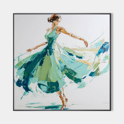 ArtExplore Modern Abstract Woman Dancing Wall Art – Large Textured Canvas Painting for Living Room