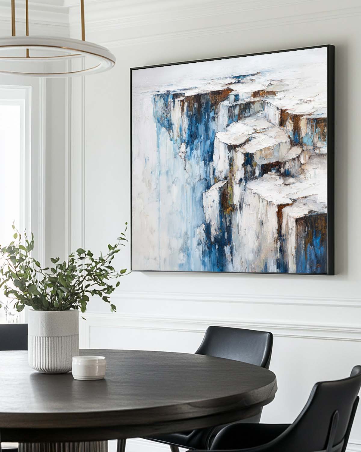 ArtExplore Modern Handmade Blue Wall Art – Tranquil Oil Painting for Large Room Styling