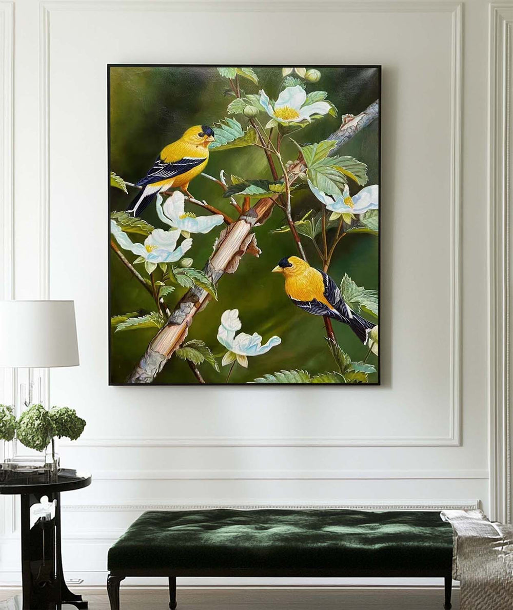 ArtExplore Modern Hummingbird Oil Painting – Vertical Handmade Canvas for Home Decor