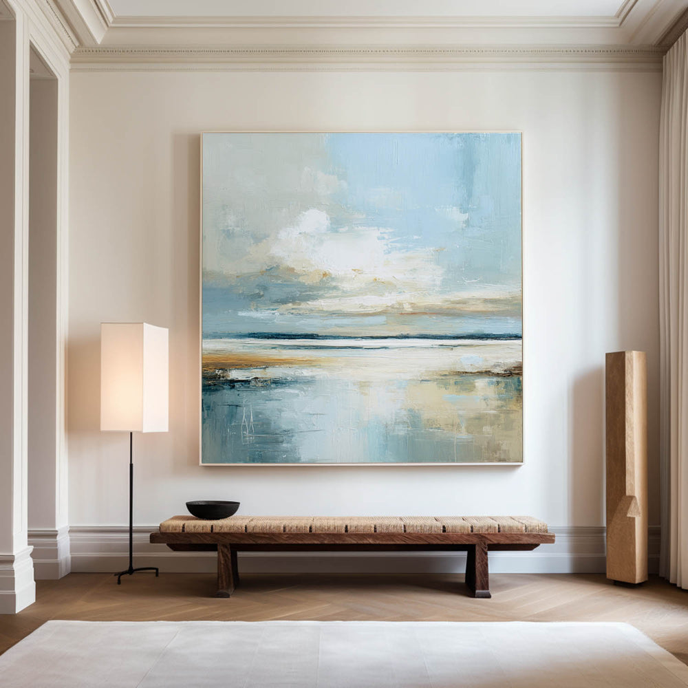 ArtExplore Modern Landscape Wall Art – Oversized Handmade Blue Seascape Canvas for Large Space Home DecorationArtExplore Modern Landscape Wall Art – Oversized Handmade Blue Seascape Canvas for Large Space Home Decoration