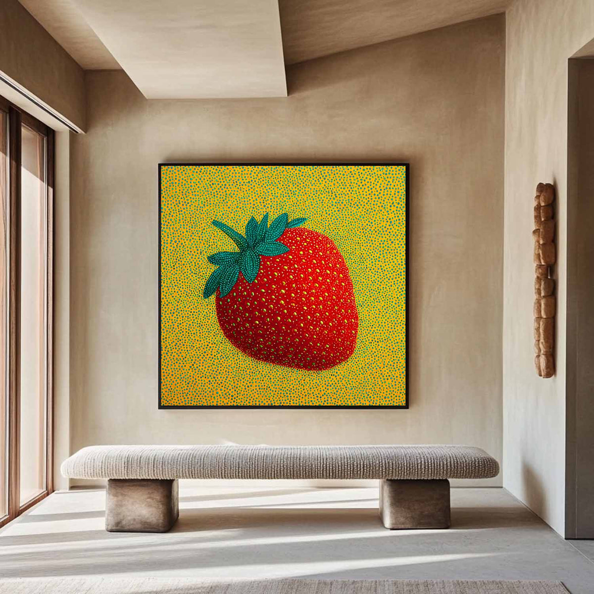 ArtExplore Modern Strawberry Painting – Large Handmade Pop Art Bold and Colorful Home Interiors for sale