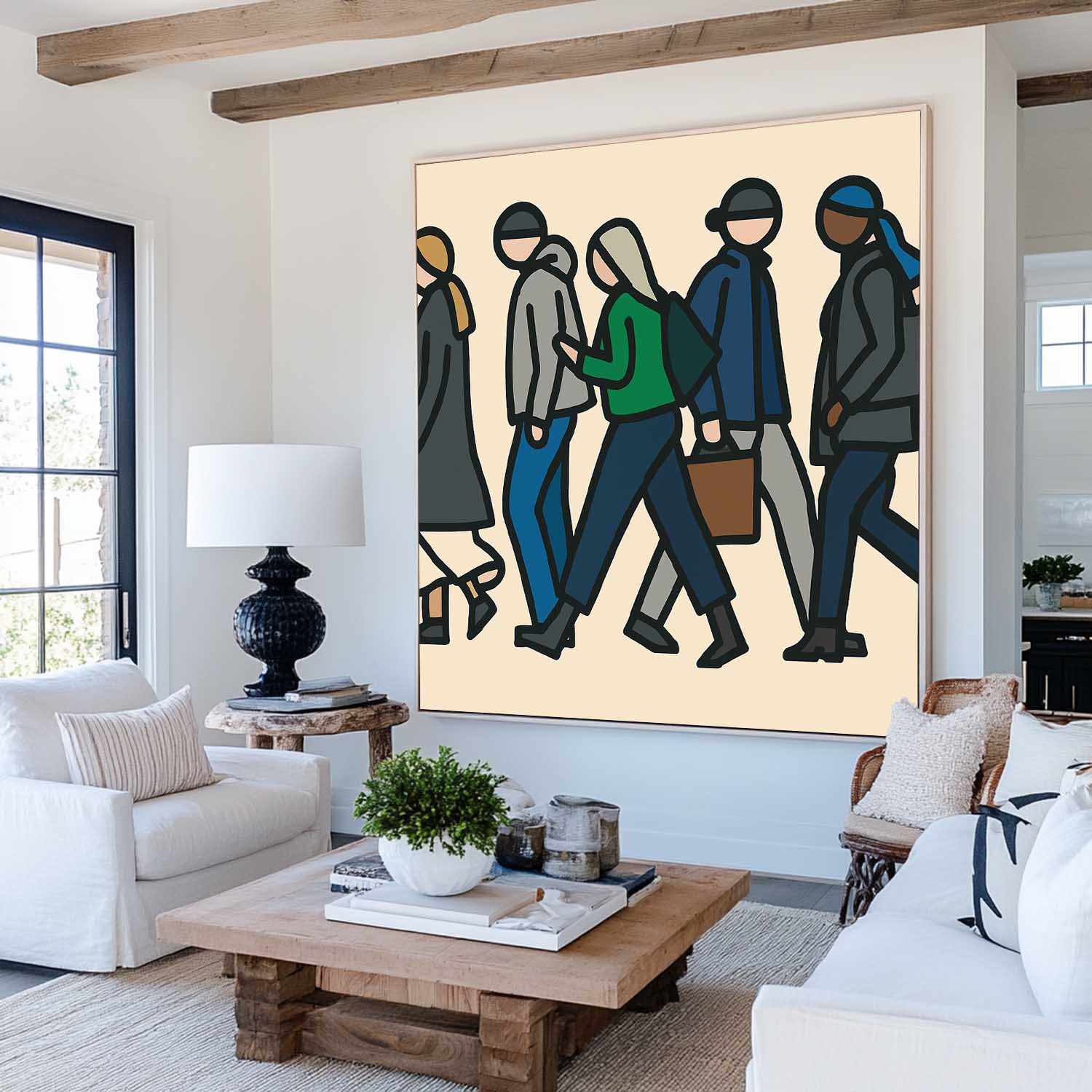 ArtExplore Original Urban Walkers Pop Art | Large Modern Textured Canvas for Hallway, Office, or Bedroom