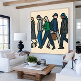 ArtExplore Original Urban Walkers Pop Art | Large Modern Textured Canvas for Hallway, Office, or Bedroom